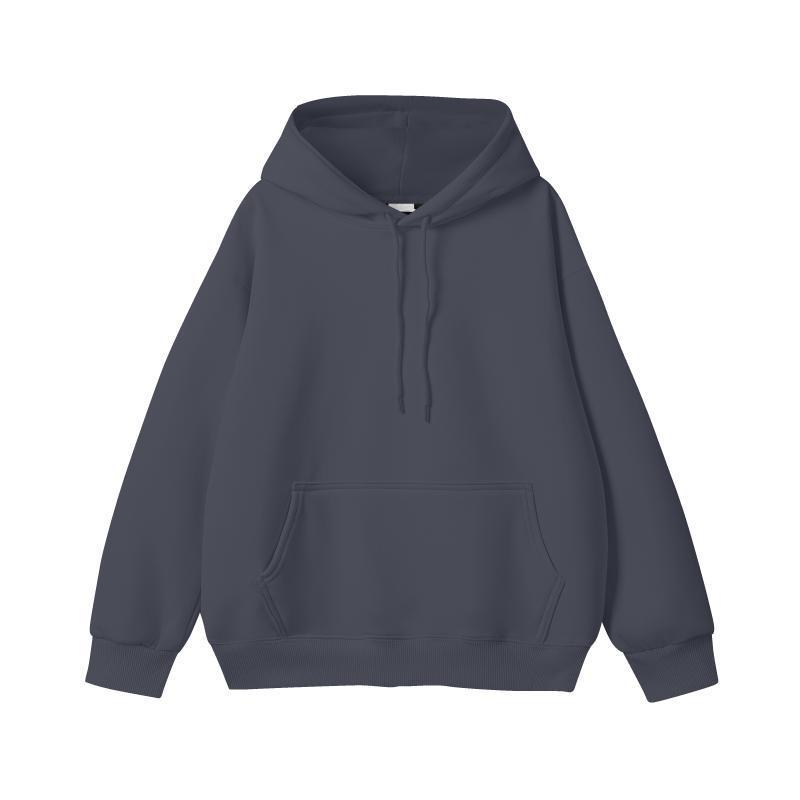 Simple Loose Cotton Silver Fox Velvet Hooded Pullover Men