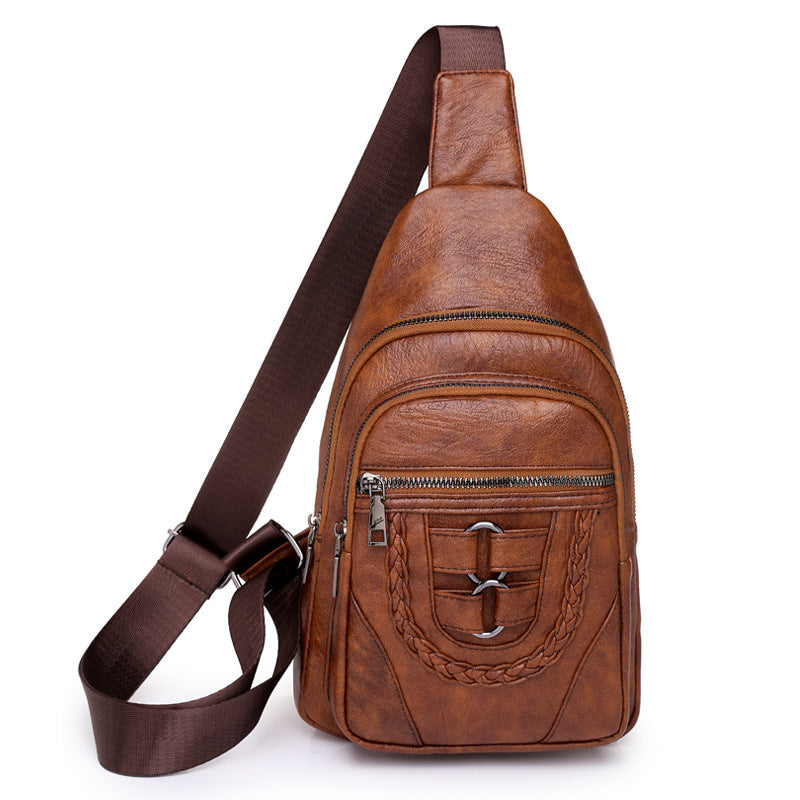 New Retro Easy Matching Chest PU Messenger Bag Female Cross-border Amazon Hot Chest Bags Ins Women Bag Wholesale