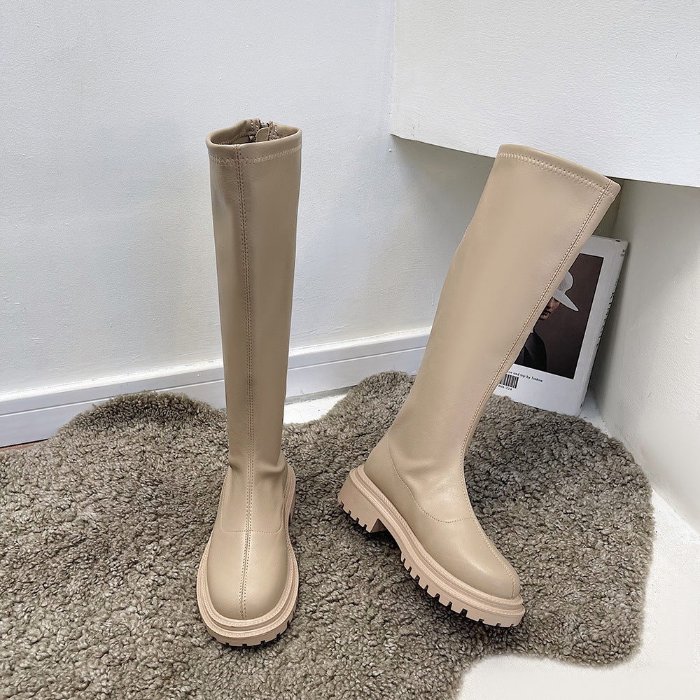 Knight Long Women White Boots Mid Heel