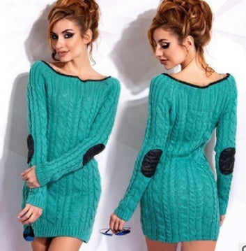 Wish autumn and winter new women's European and American Slim solid color long-sleeved round neck pullover sweater sweater 1300