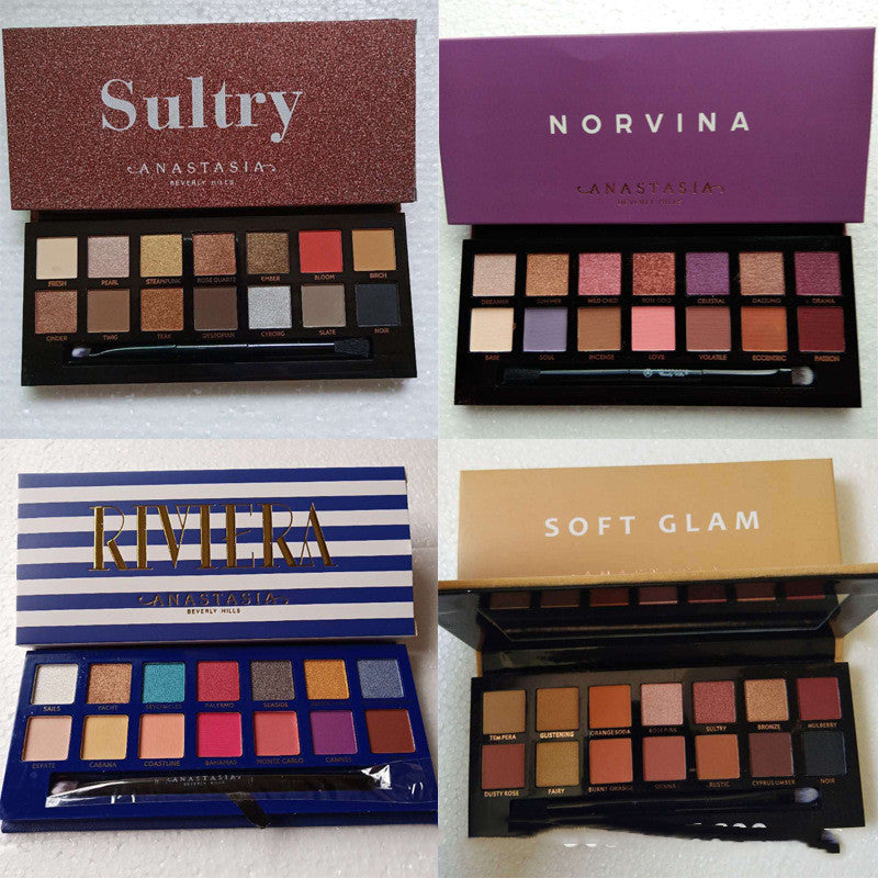14 Color Eye Shadow Yellow Powder Purple Black Velvet Makeup Palette