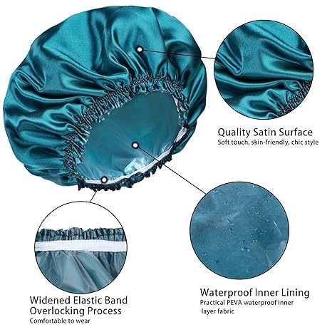 Double-layer Shower Cap Satin Long Hair Shower Cap Universal