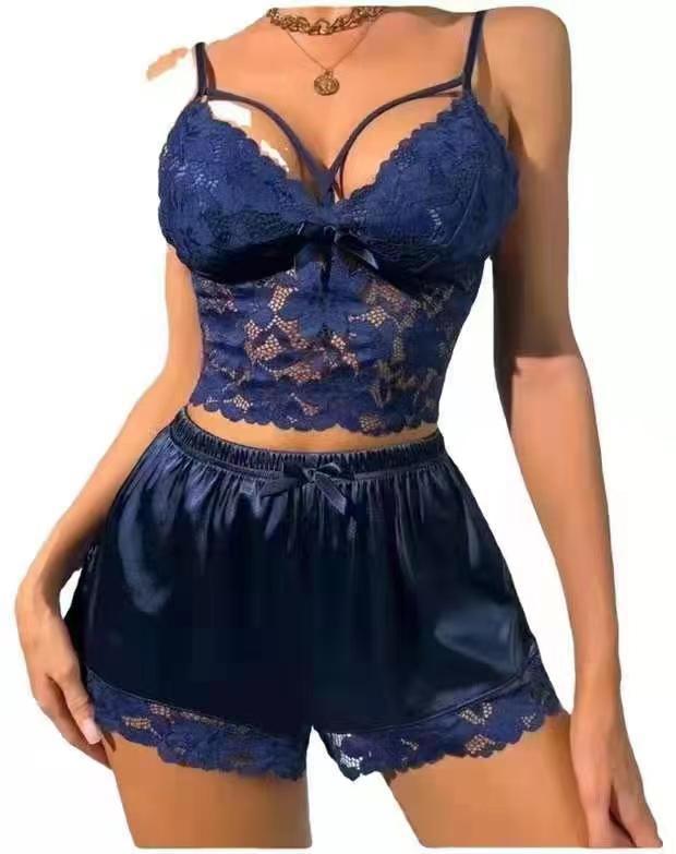 Lace Vest Top Lace Shorts Pajamas Suit