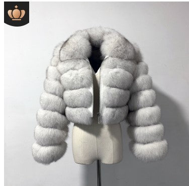 Lapel Imitation Fox Fur Long Sleeve Stitching Women's Light Luxury
