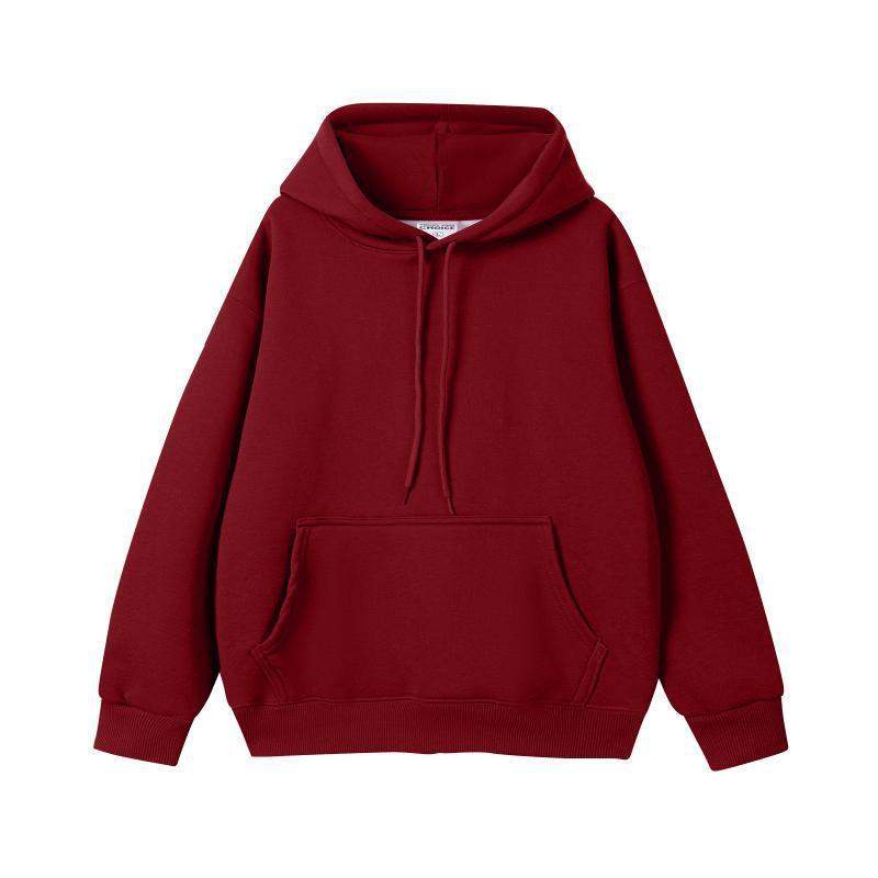 Simple Loose Cotton Silver Fox Velvet Hooded Pullover Men