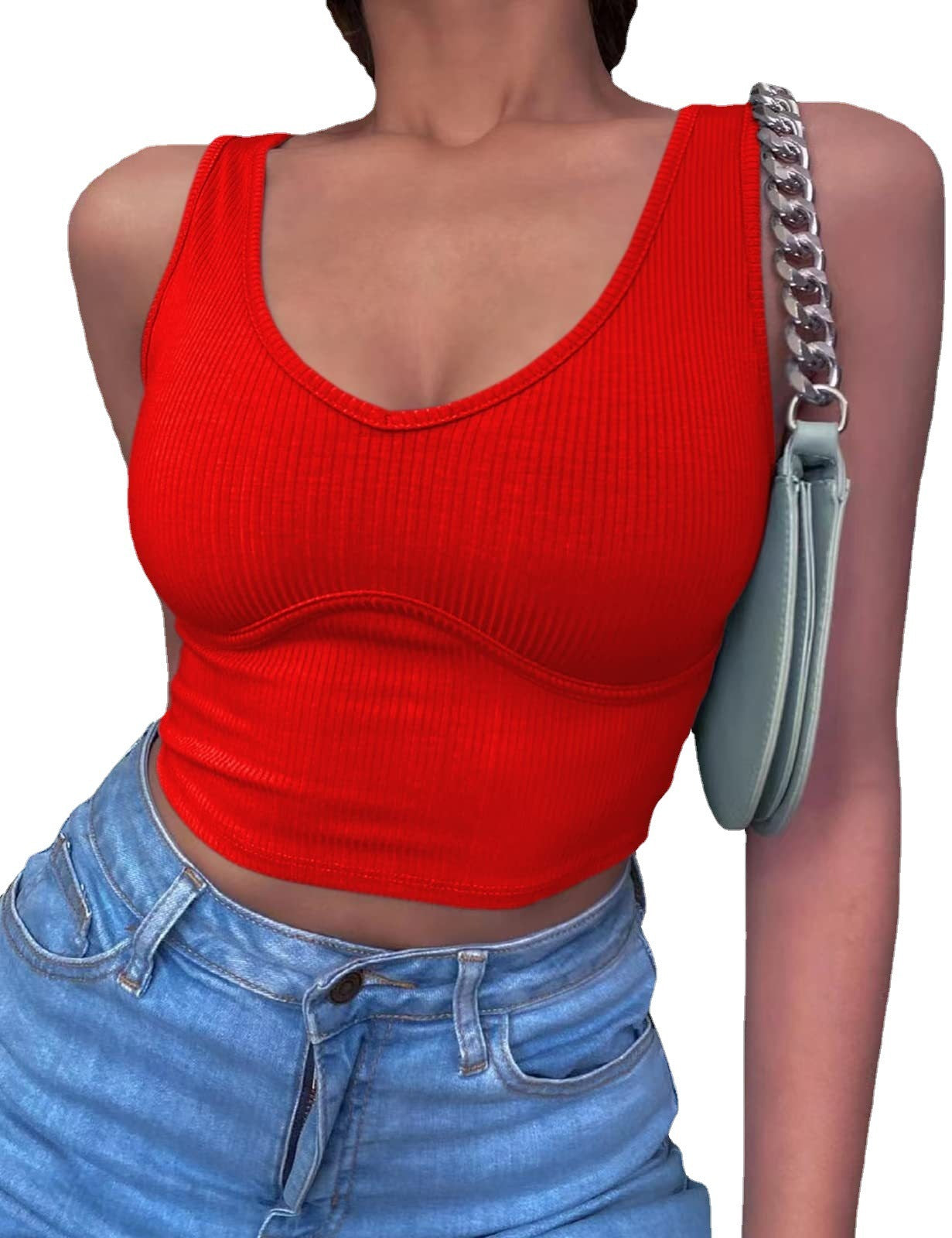 Women's Slim-fit Deep V-neck Midriff-baring Knitted Vest