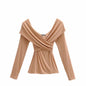 Explosive sexy cross strapless slim T-shirt women