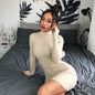 Half-high collar long sleeve dress