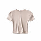 New Basic Style Slim-fit Solid Color Round Neck Bottoming Shirt Workout Top
