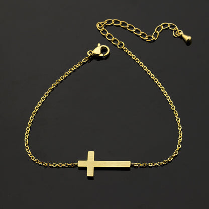 Jesus Christ Cross Bracelet Silver Gold Bracelet Bridesmaid Gift Religious Jewelry Stainless Steel