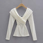 Explosive sexy cross strapless slim T-shirt women