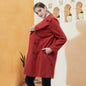 Women's double-breasted woolen coat long sleeve coat