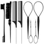 Hair Perm Partition Comb Eight-piece Set Stainless Steel