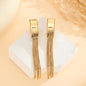 2pcs Fashionable Modern  Thin Chain Earrings, Gold Bead Tassel Earrings, Suitable For Women's Daily Party Wear, Birthday Gifts