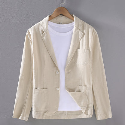 Japanese Flat Collar Casual Ramie Small Suit Men's Versatile