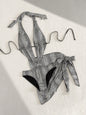 Beach Hot Spring Serpentine V-neck One Piece Swimsuit Lace-up
