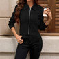 Fashionable Women's Tassel Solid Color Zipper Casual Jacket