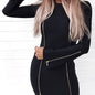 Wish New Personality Zipper Long Sleeve Dress