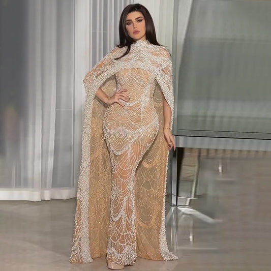 Pearl Light Luxury Trailing Dress Temperament Costume