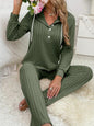 Fashion Sunken Stripe Brushed Long Sleeve Hooded Suits Women