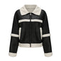 Suede Women's Fashionable Warm Fleece Leather Jacket