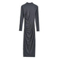 Women's Fashion Pure Color Half Collar Slim-fit Long-sleeved Dress